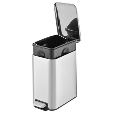 Lixeira de Inox 5l Retangular com Pedal e Balde Interno para Banheiro e Escritório