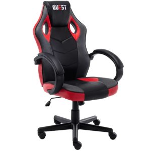 Cadeira de Escritório Gamer Quest Estofada em Pu:preto e Vermelho