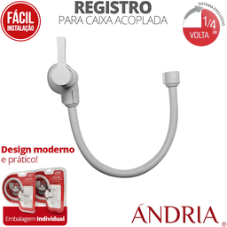 Registro 1/4 de Volta para Caixa Acoplada Comp. 40cm Linha Ándria Cor Branco Durín - 2