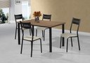Ver imagem 1 de Mesa Jantar Jasmin 1,20x0,80 MDP c/4 Cadeiras Titanium Tampo Nogal Tubo Preto