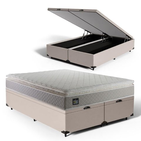 Cama Box Baú com Colchão de Espuma D45 Pillow Top Strong Queen 158 Cm