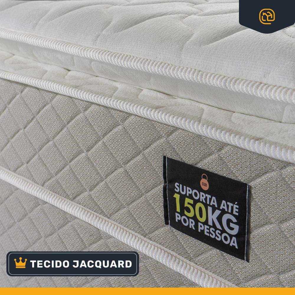 Cama Box Baú Queen com Colchão de Espuma D45 Strong One Face Bege - Suporta até 150kg por Pessoa - 6