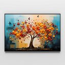 Ver imagem 6 de Quadro Decorativo Árvore com Pássaros Folhas e Flores Coloridas Sala Quarto Casa Escritório