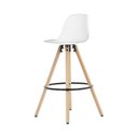 Ver imagem 3 de Banqueta Saarinen Alta Branca 94cm Assento Estofado com Base de Madeira