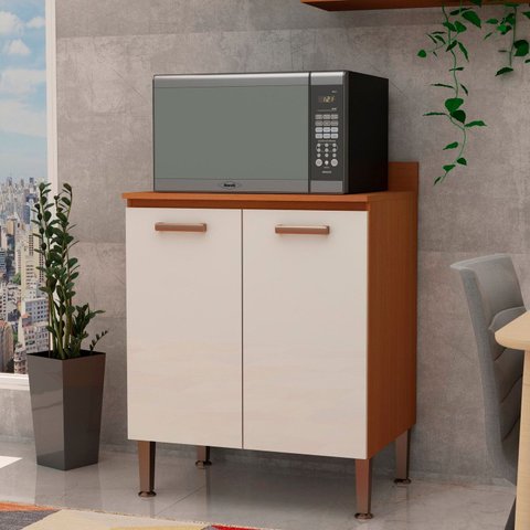 Balcão Armário Multiuso para Cooktop com 2 Portas 100% MDF Bege/Freijo/Branco
