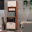 Ver imagem 1 de Armário para Cozinha Torre Forno e Microondas 100% MDF Bege/Freijó/Branco