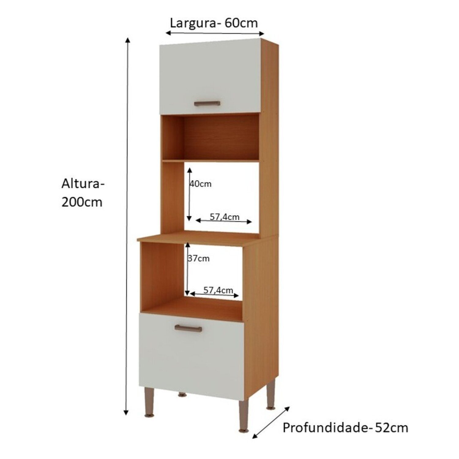 Armário para Cozinha Torre Forno e Microondas 100% Mdf - 4