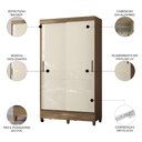 Ver imagem 3 de Guarda Roupa Solteiro 107cm 2 Portas Deslizante Thales Jequitibá/Off S01 - Mpozenato