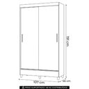 Ver imagem 4 de Guarda Roupa Solteiro 107cm 2 Portas Deslizante Thales Jequitibá/Off S01 - Mpozenato