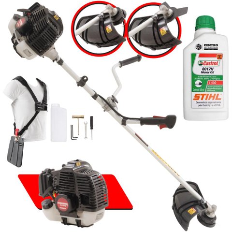 Roçadeira Kawashima Kw43-le 43cc 1,7hp com Faca 3 Pontas e Cabeçote + Óleo Stihl 2t