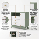 Ver imagem 5 de Cômoda Infantil 3 Gavetas 1 Porta Encanto 120 x 100cm Verde Oliva/Branco