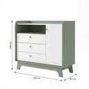 Ver imagem 3 de Cômoda Infantil 3 Gavetas 1 Porta Encanto 120 x 100cm Verde Oliva/Branco