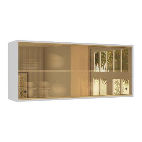 Armário de Cozinha Aéreo 105cm 2 Portas de Correr em Vidro Xangai Multimóveis Mp2247 Branco