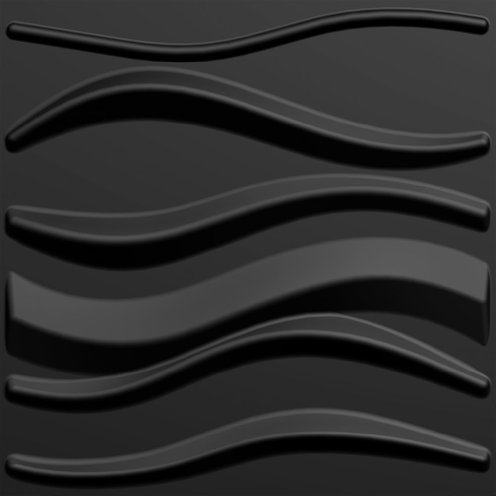 KIT 8 Placas 3D PVC Preto Decoração Revestimento PREMIUM de Parede e Teto (2m²) - WAVY - 2