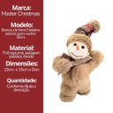 Ver imagem 6 de Jogo 2 Bonecos de Neve Decorativos Natal Pelúcia Marrom Claro Gorro e Cachecol Xadrez e Crochê 26cm