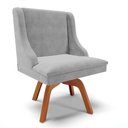 Ver imagem 1 de Cadeira Estofada Para Sala De Jantar Base Giratória De Madeira Lia Suede Cinza - Ibiza