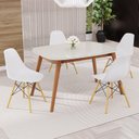 Ver imagem 1 de Conjunto Sala de Jantar Mesa Ceci com Vidro com 4 Cadeiras Eames Espresso Móveis Bege/Marrom/Branco