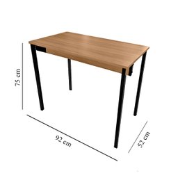 Mesa Escrivaninha Office Escritório Industrial 90x50 Nogal/Preto REALME Mesa para Escritório Estilo  - 4