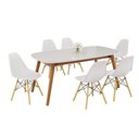 Ver imagem 2 de Conjunto Sala de Jantar Mesa Ceci com Vidro com 6 Cadeiras Eames Espresso Móveis Bege/Marrom/Branco