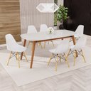 Ver imagem 1 de Conjunto Sala de Jantar Mesa Ceci com Vidro com 6 Cadeiras Eames Espresso Móveis Bege/Marrom/Branco