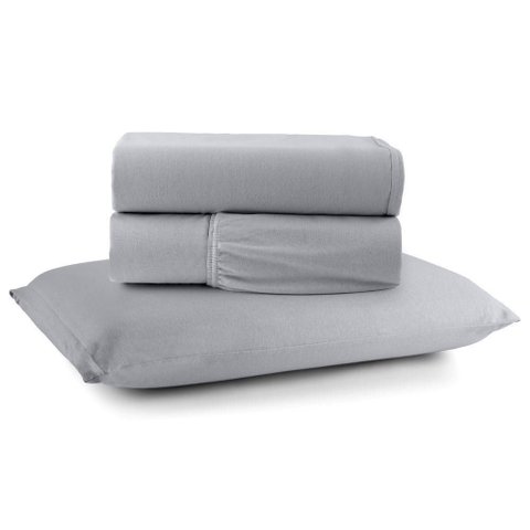 Jogo Cama Lençol Casa Scarpa Sonnet Solteiro Malha Lisa Algodão Macio 3 Peças - Cinza