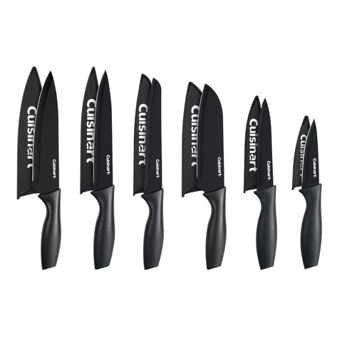 Cuisinart Conjunto de Facas de Aço Inox com Revestimento Cerâmico (12 Peças, Preto)