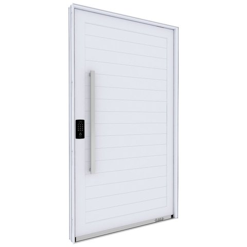 Porta de Alumínio Pivotante com Puxador de 1m Fechadura Digital 225cm x 130cm Lucasa Eccellente Branco