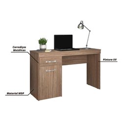 Escrivaninha com 1 Porta 1 Gaveta Vitória Nogal Nogal - 2