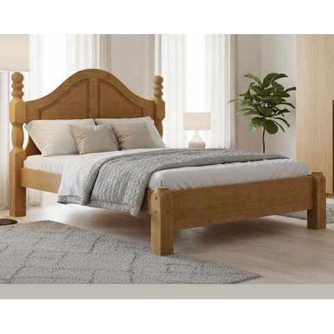Cama Casal Clássica 140cm 100% Madeira Maciça Linha Ouro Marrom/Freijó