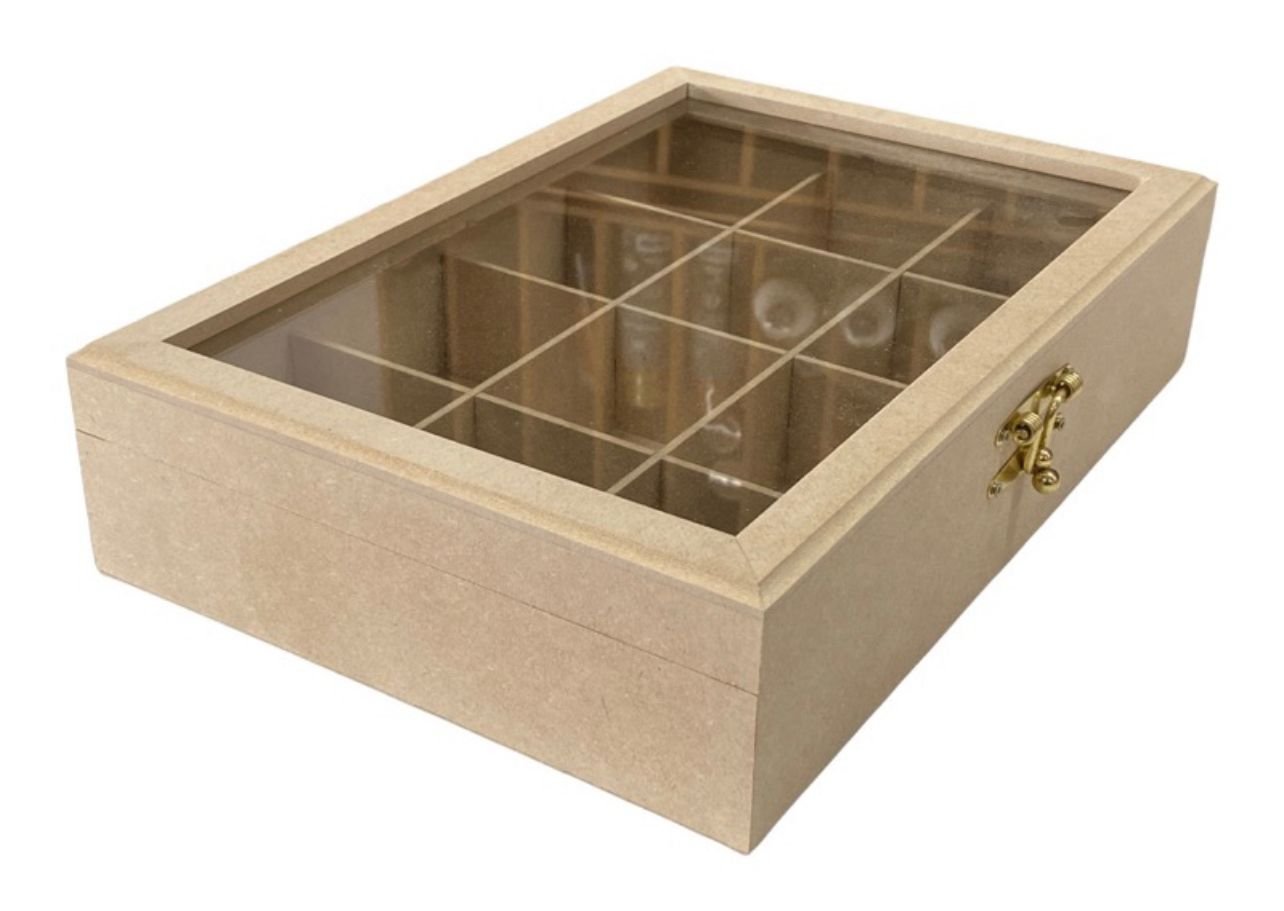 Caixa mdf Cristal - box especiarias - relógio - jóias - saches - chás - bijus - organizadora- convit - 4