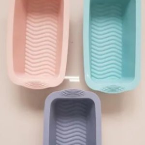 Forma de Silicone Pão Bolo Inglês Assadeira Forno Cozinha Rp Retangular Cinza Candy