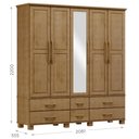 Ver imagem 4 de Guarda-Roupa Bipartido 5 Portas 6 Gavetas 100% Madeira Maciça Linha Ouro