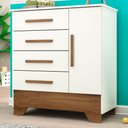 Ver imagem 1 de Cômoda Infantil Kids 1 Porta 4 Gavetas Branco/Nature - Panorama Móveis