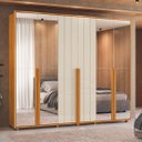 Ver imagem 2 de Guarda Roupas 100% Mdf 2 Espelhos Laterais 6 Portas 278cm Volpi 178 Espazzo Madetec