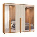 Ver imagem 1 de Guarda Roupas 100% Mdf 2 Espelhos Laterais 6 Portas 278cm Volpi 178 Espazzo Madetec