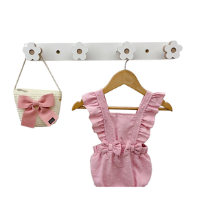 1 Cabideiro Parede Infantil Pendurador Roupas Jardim Flor:branco
