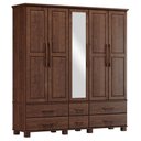 Ver imagem 2 de Guarda-Roupa Bipartido 5 Portas 6 Gavetas 100% Madeira Maciça Linha Ouro Marrom/Café