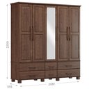 Ver imagem 3 de Guarda-Roupa Bipartido 5 Portas 6 Gavetas 100% Madeira Maciça Linha Ouro