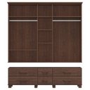 Ver imagem 4 de Guarda-Roupa Bipartido 5 Portas 6 Gavetas 100% Madeira Maciça Linha Ouro Marrom/Café