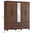 Ver imagem 3 de Guarda-Roupa Bipartido 5 Portas 6 Gavetas 100% Madeira Maciça Linha Ouro Marrom/Café