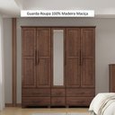 Ver imagem 5 de Guarda-Roupa Bipartido 5 Portas 6 Gavetas 100% Madeira Maciça Linha Ouro Marrom/Café