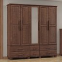 Ver imagem 1 de Guarda-Roupa Bipartido 5 Portas 6 Gavetas 100% Madeira Maciça Linha Ouro Marrom/Café