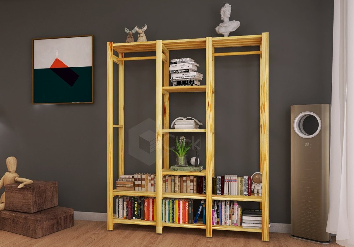 Estante Cabideiro TRIPLA 5 prateleiras decorativa cabideiro rustica madeira AJL SUPORTE MULTIUSO - 6