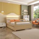 Ver imagem 1 de Bicama Casal Infantil Reversível em LED com Rattan e Grade Palito Wave Casatema MadeiraOriginals