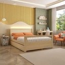 Ver imagem 1 de Bicama Casal Wave Juvenil Reversível em LED com Rattan, Peseira Palito Casatema MadeiraOriginals
