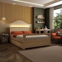 Ver imagem 3 de Bicama Casal Wave Juvenil Reversível em Led com Rattan, Peseira Palito Casatema MadeiraOriginals