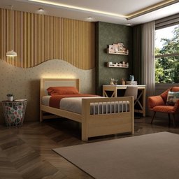 Bicama Solteiro Wave Juvenil Reversível em Led com Rattan, Peseira Palito Casatema - 13