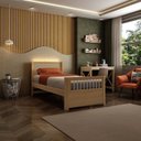 Ver imagem 2 de Bicama Solteiro Wave Juvenil Reversível em LED com Rattan, Peseira Palito Casatema MadeiraOriginals Bege/Marrom/Branco