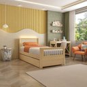 Ver imagem 1 de Bicama Solteiro Wave Juvenil Reversível em Led com Rattan, Peseira Palito Casatema MadeiraOriginals