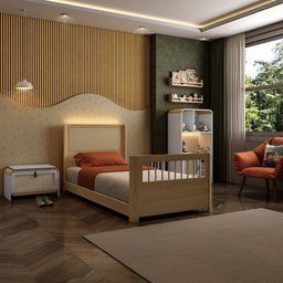 Bicama Solteiro Wave Juvenil Reversível em Led com Rattan, Peseira Palito Casatema - 7